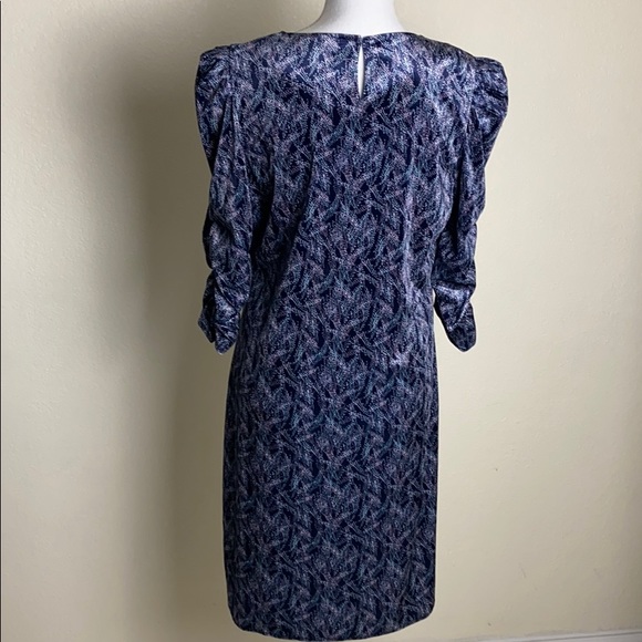 Woman calf sleeve velvet dress size 8 navy blue - Picture 3 of 8